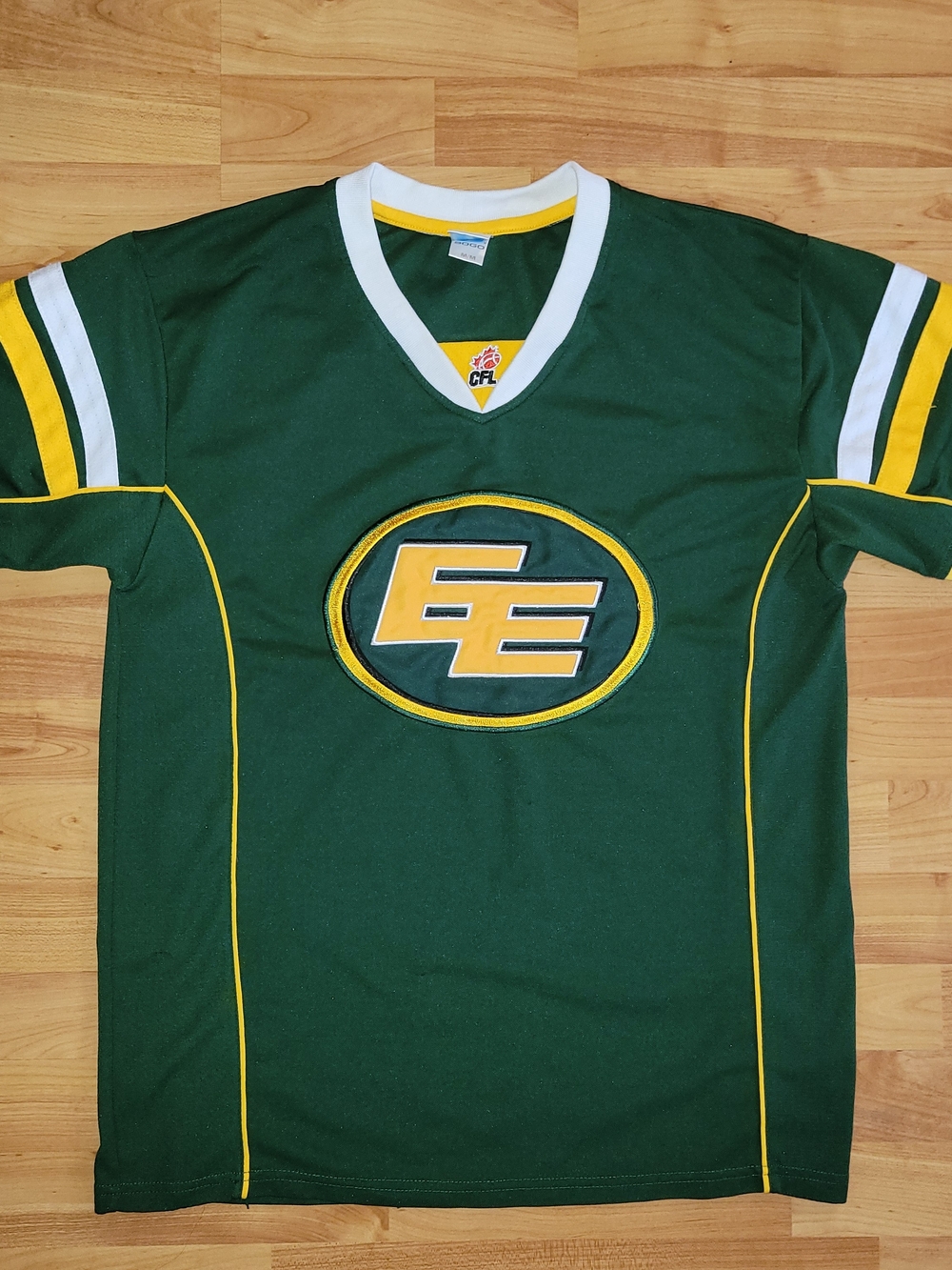 Vintage Edmonton Eskimos CFL SOGO Shortsleeve Green And Yellow Jersey, Medium